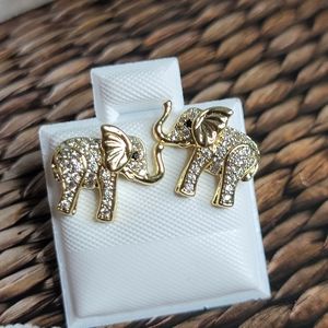 Gold Plated Elephant Stud Earrings